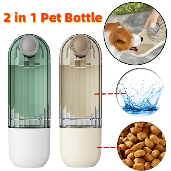 2-in-1 Portable Pet Water Bottle & Bowl โ Travel-Friendly Dog Drinking Cup