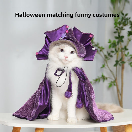 Pet Halloween Cloak with Magic Hat